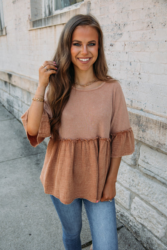 Cutie Pie Top - Washed Rust