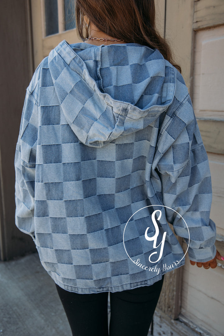 Checkered Life Pullover - Denim