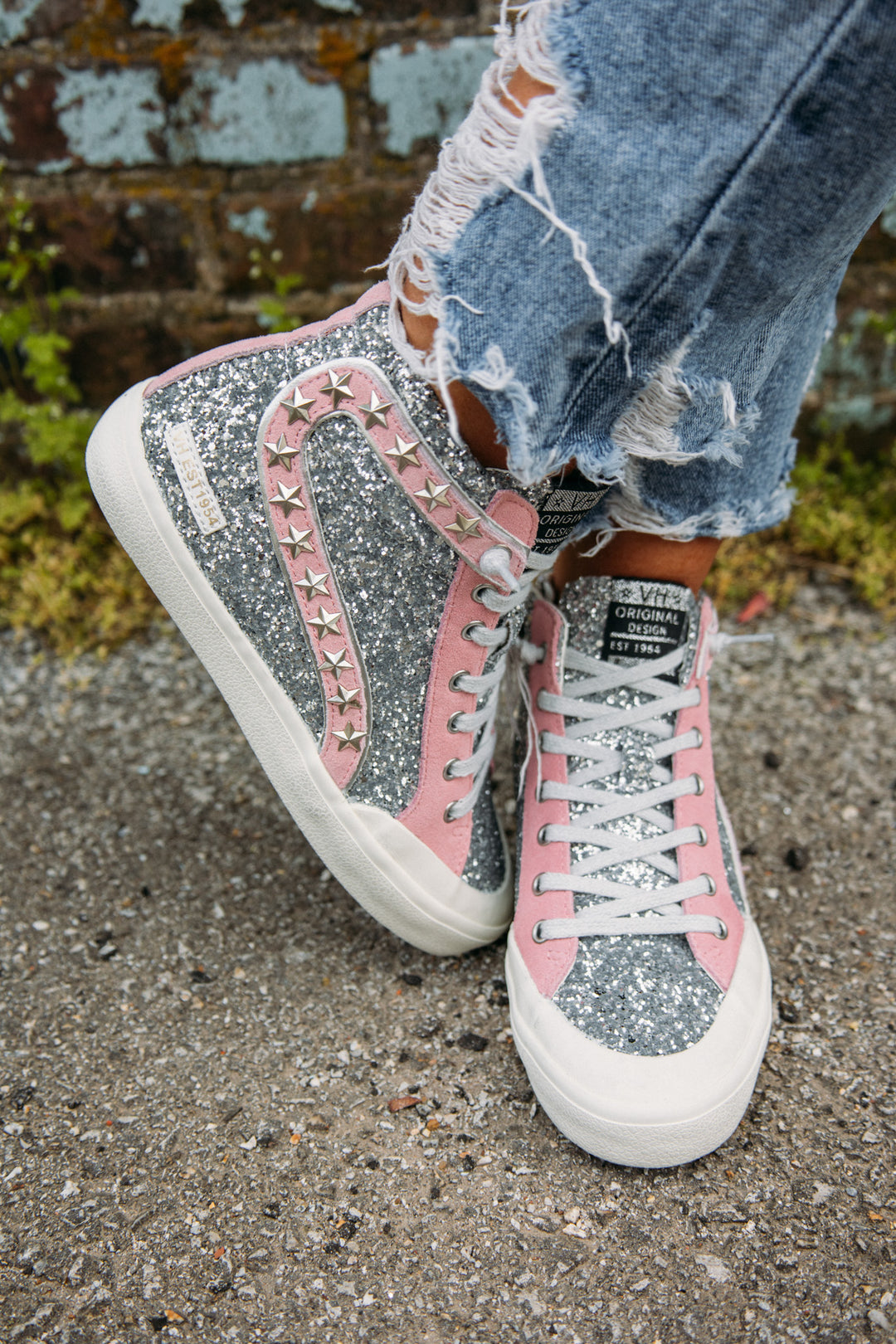 Champagne Pink Sequin Converse Shoes Vintage Havana: Ilana High