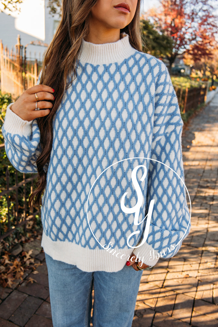 Moving On Sweater - White/Blue