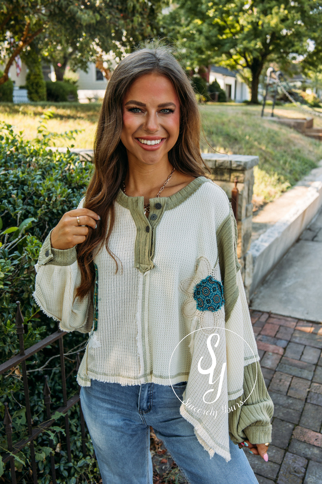 Plaid Daisy Top- Cream Multi