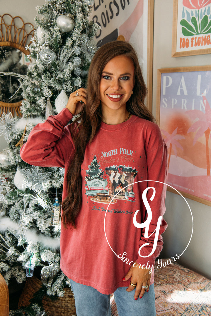 Reading Christmas Longsleeve Tee - Crimson