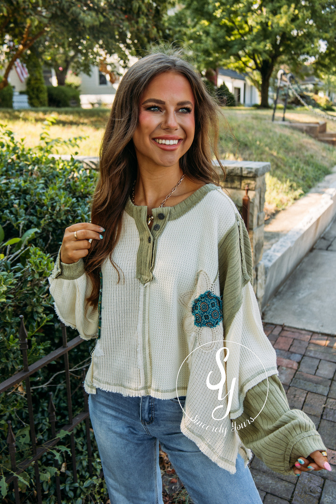 Plaid Daisy Top- Cream Multi
