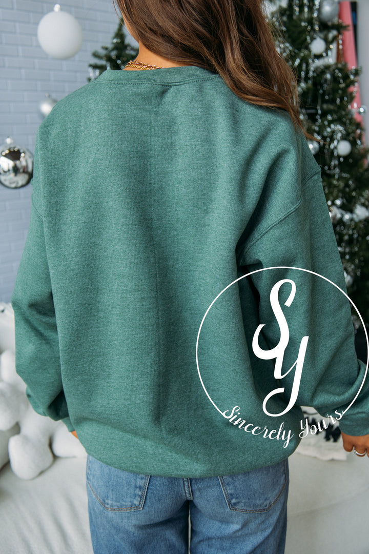 Christmas Book Crewneck - Heather Green