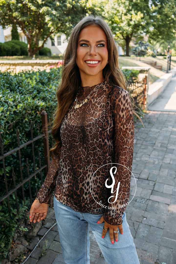 Wild Thing Mesh Top- Leopard