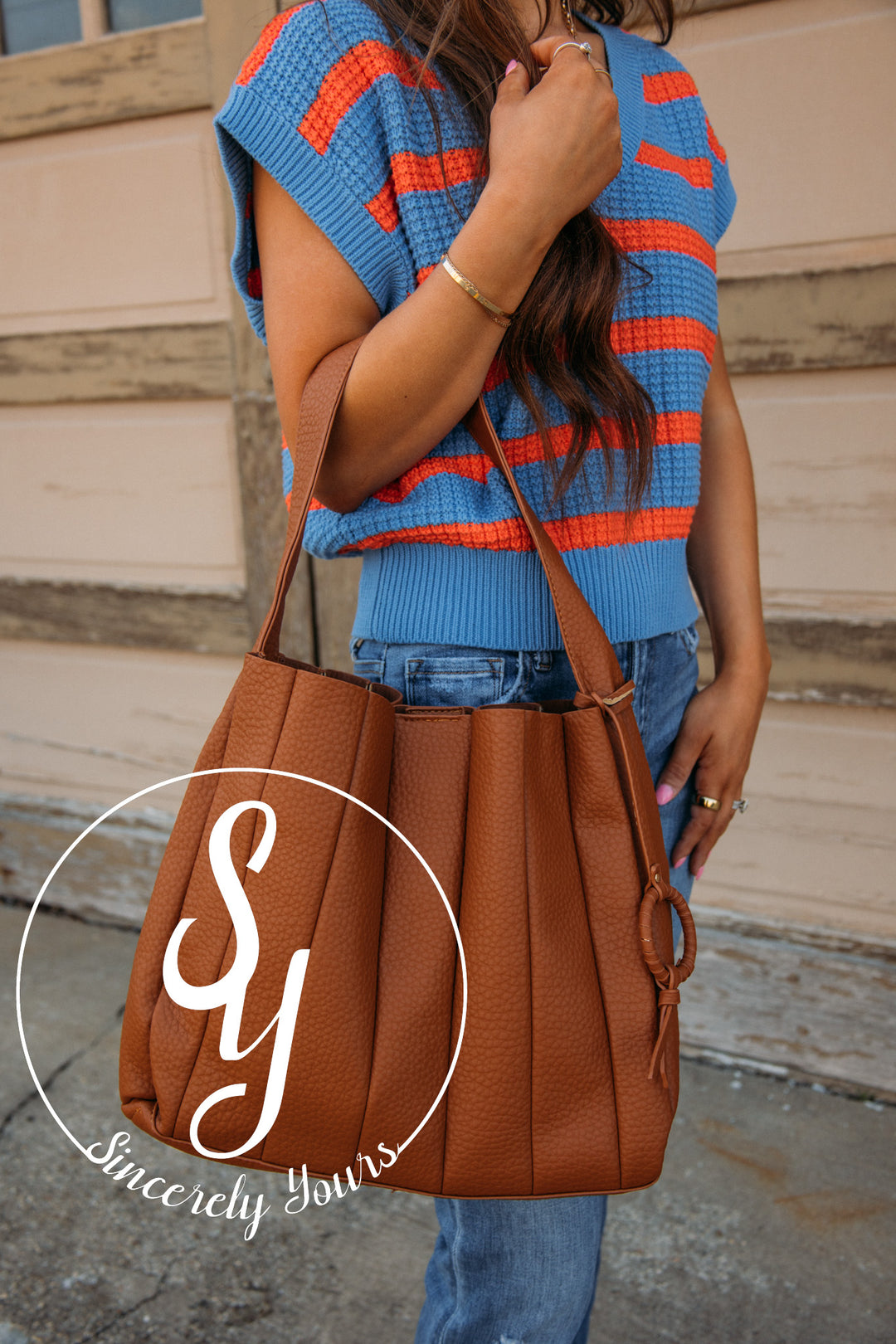 Mia Pleated Satchel-Brown