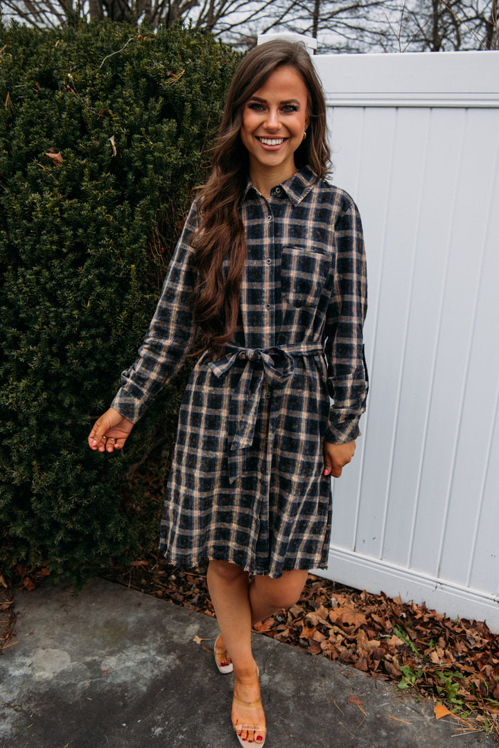 Savvy Shirt Dress - Navy