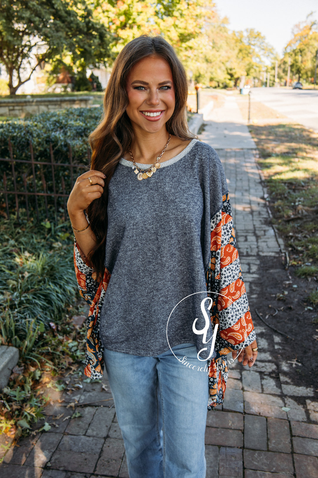 Discovery Moment Top - Denim/Black/Rust