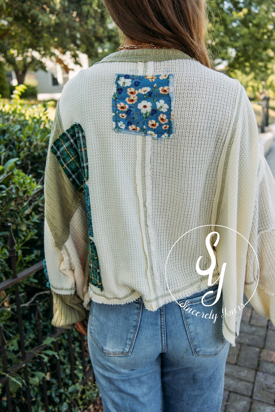 Plaid Daisy Top- Cream Multi