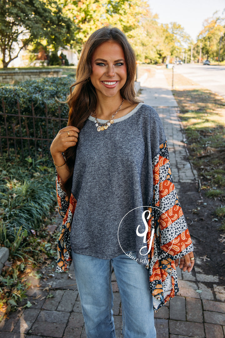 Discovery Moment Top - Denim/Black/Rust