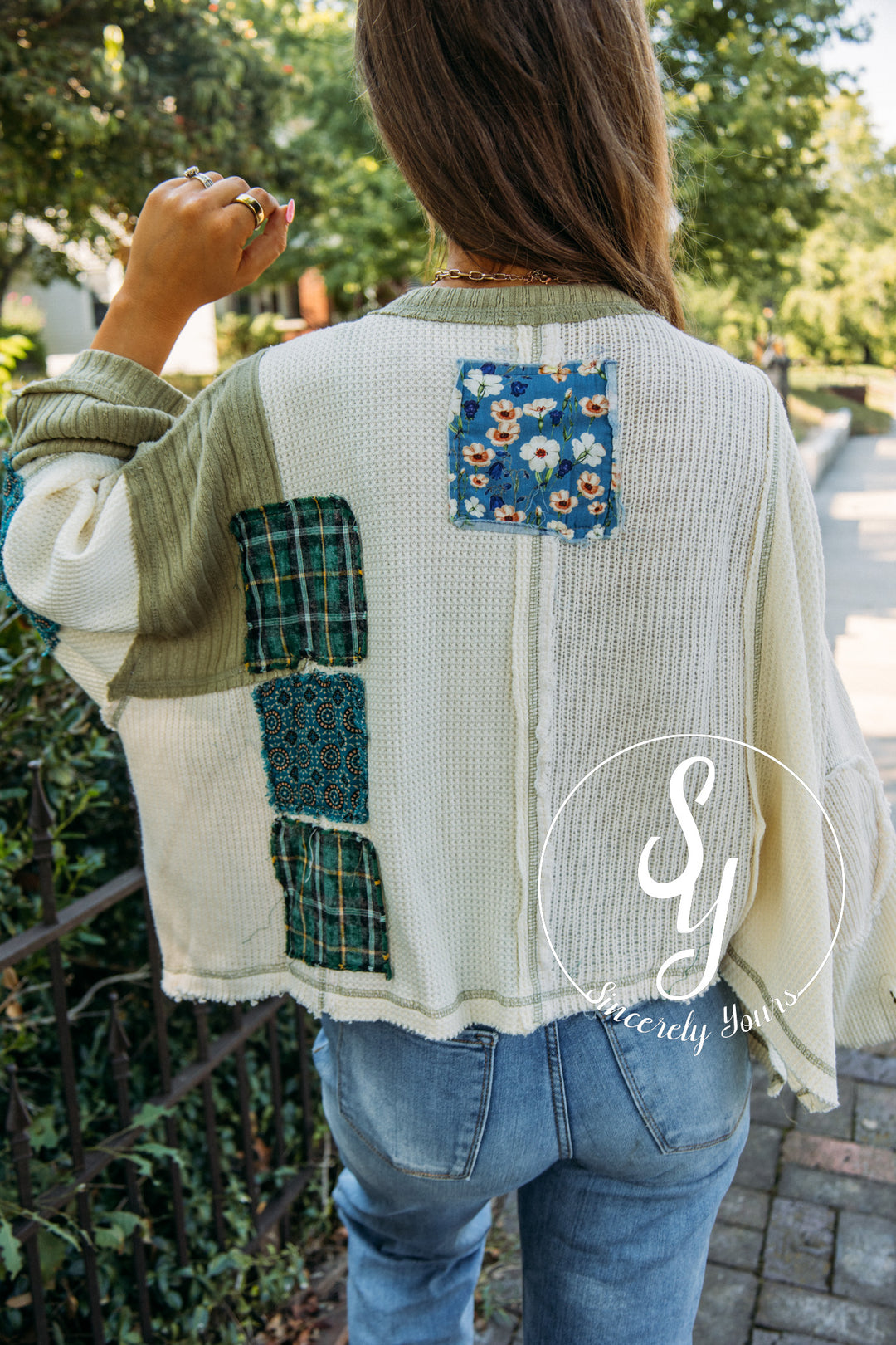 Plaid Daisy Top- Cream Multi