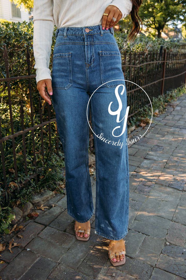 Dear John:  Doja Wide Leg Denim - Peninsula