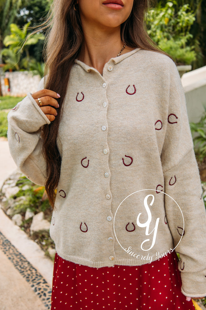 Tiny Horseshoe Cardigan - Oat