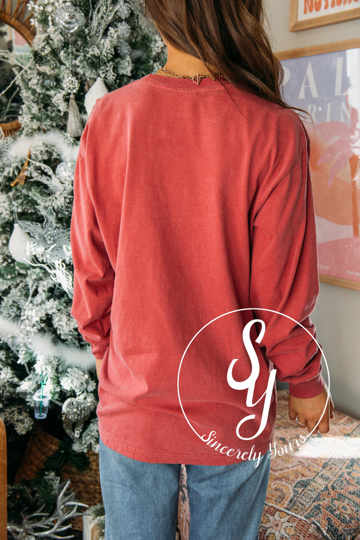 Reading Christmas Longsleeve Tee - Crimson