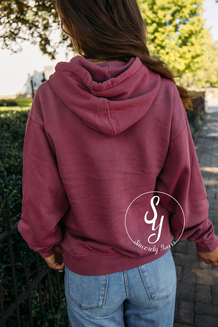 Maple Leaf Patch Hoodie -Burgundy