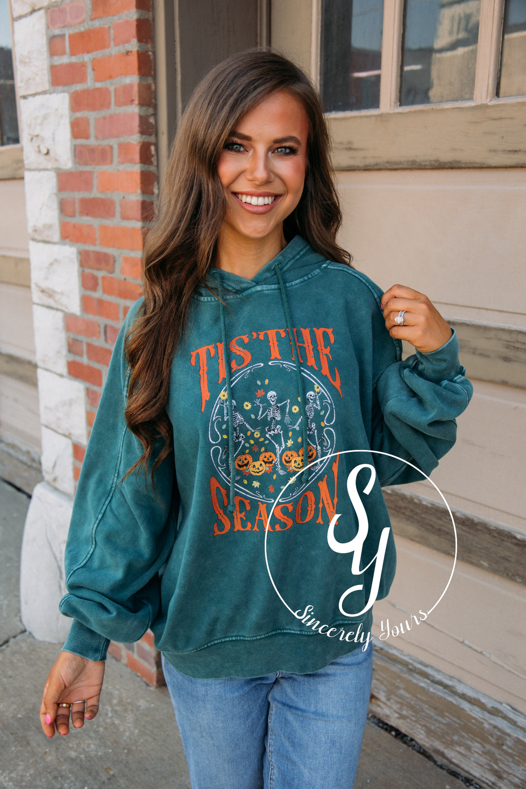 Tis The Season Pumpkin Hoodie - Dark Green