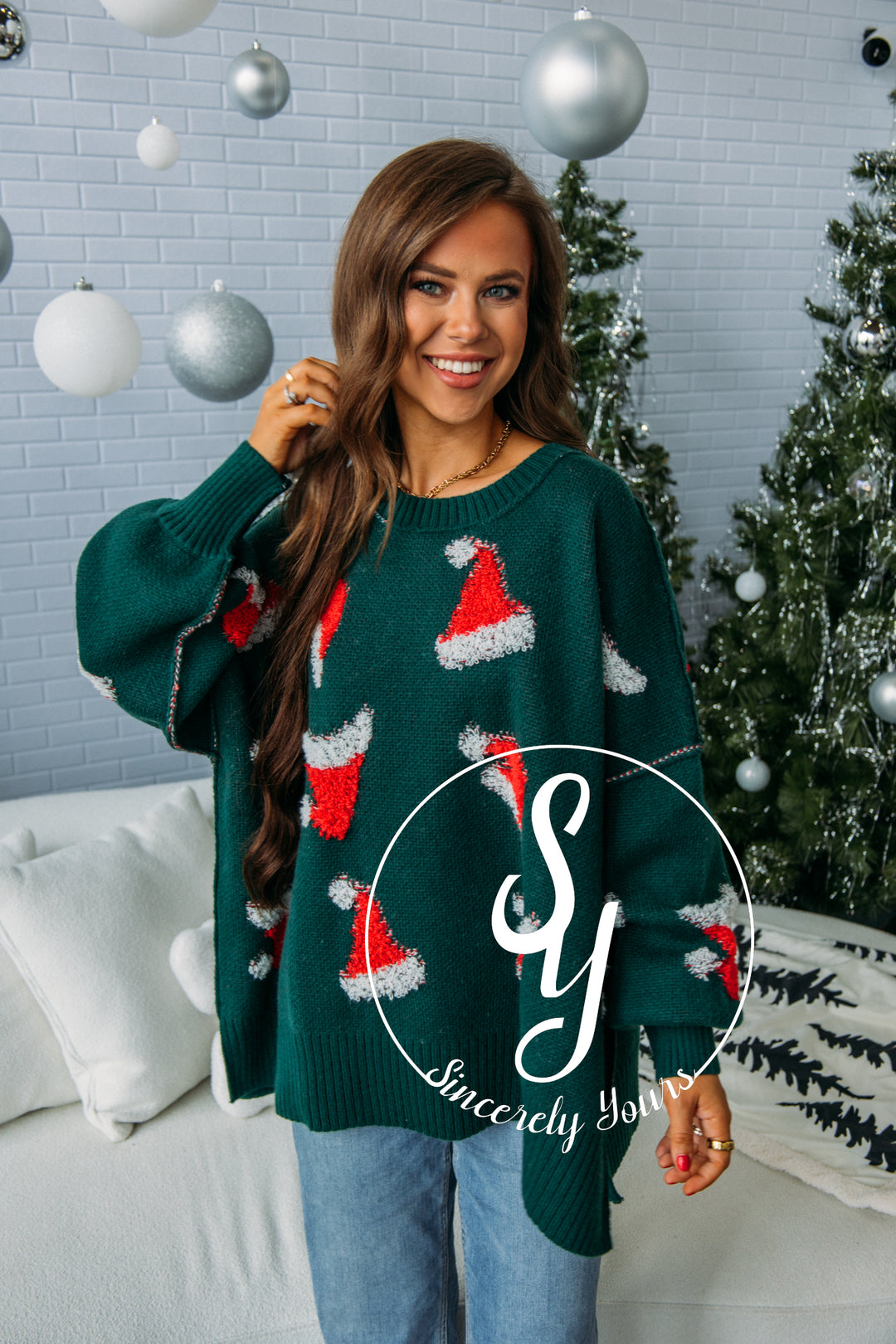 Christmas Hat Sweater - Green