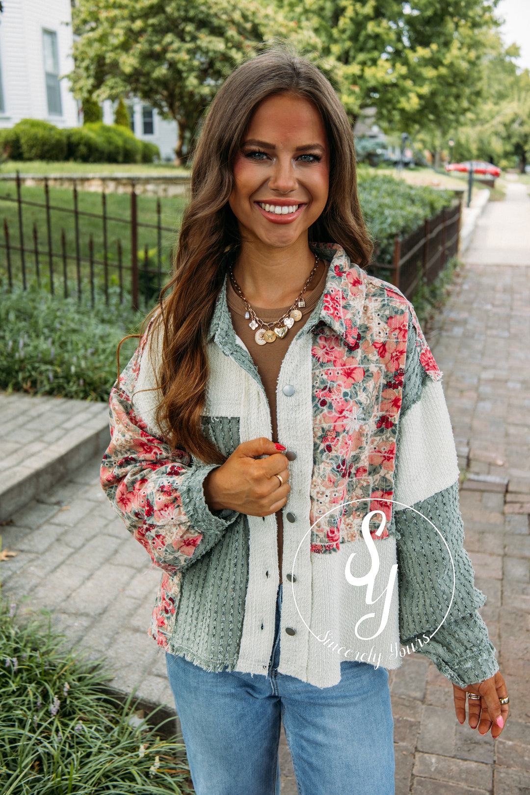 Cup Of Cozy Jacket- Jade/Ivory Multi