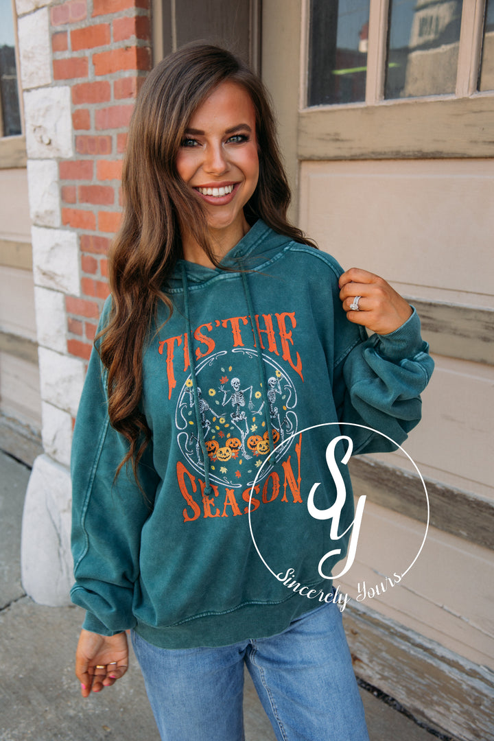 Tis The Season Pumpkin Hoodie - Dark Green