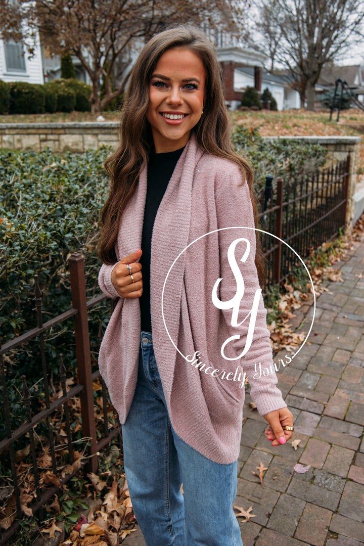 Barefoot Dreams: CozyChic Lite® Circle Cardi -Teaberry