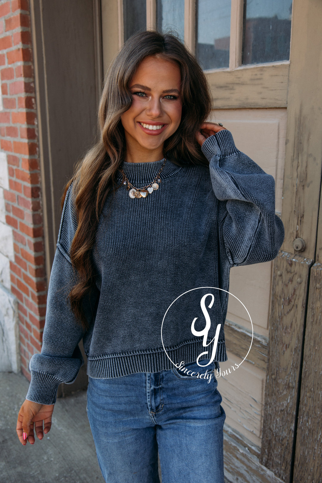 Happiness And Warm Cuddles Sweater - Navy