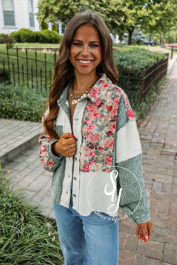 Cup Of Cozy Jacket- Jade/Ivory Multi