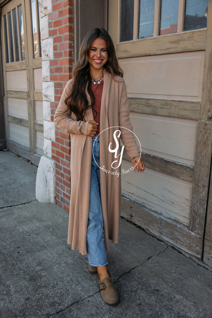 Cozy Up Waffle Knit Cardigan - Camel