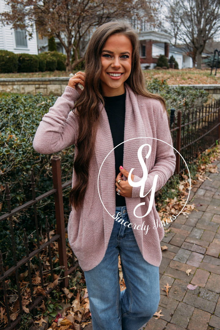 Barefoot Dreams: CozyChic Lite® Circle Cardi -Teaberry