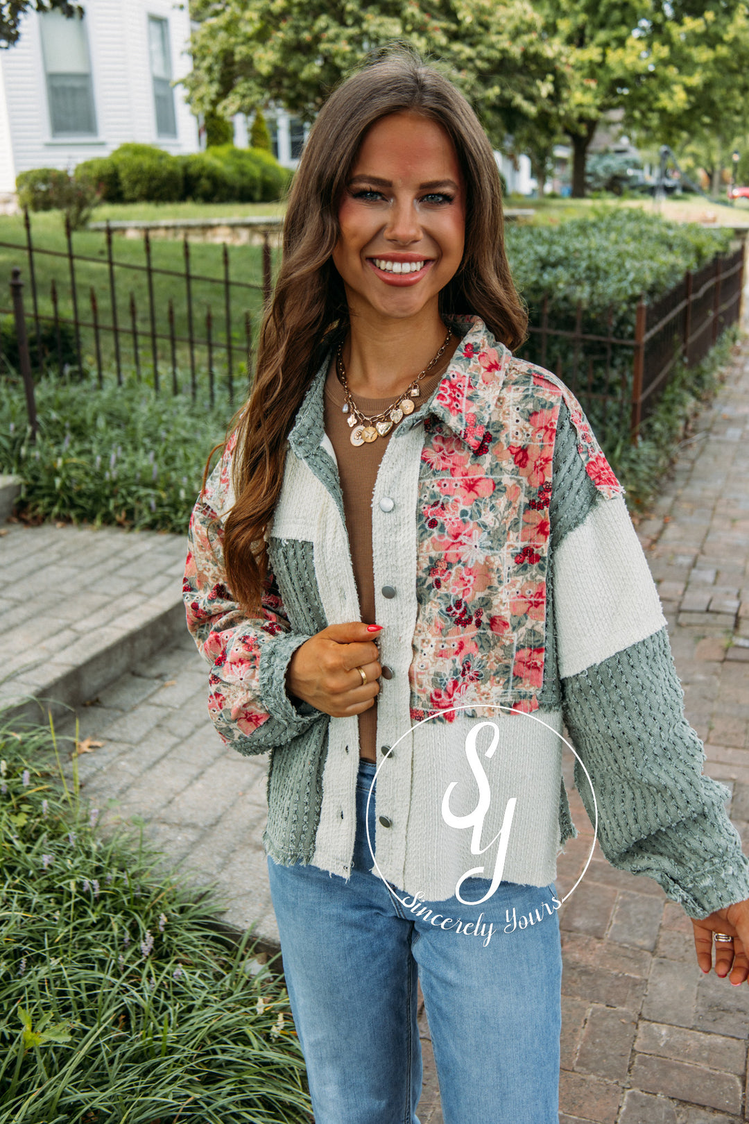 Cup Of Cozy Jacket- Jade/Ivory Multi
