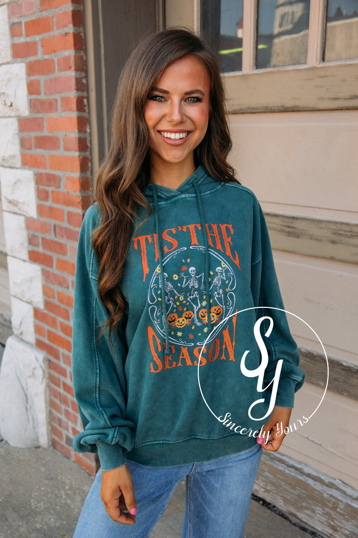 Tis The Season Pumpkin Hoodie - Dark Green