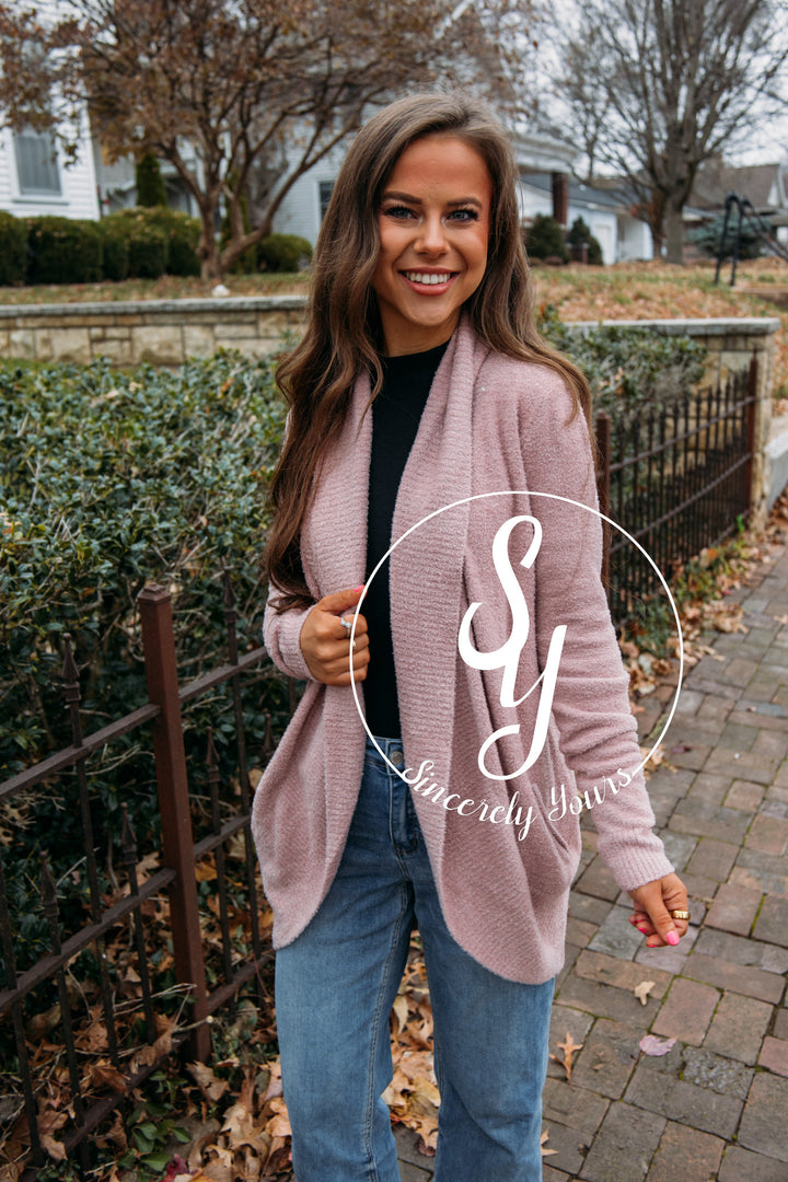 Barefoot Dreams: CozyChic Lite® Circle Cardi -Teaberry