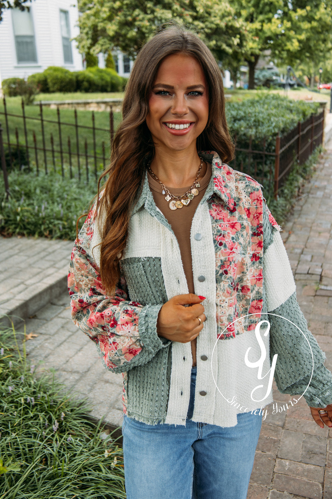 Cup Of Cozy Jacket- Jade/Ivory Multi