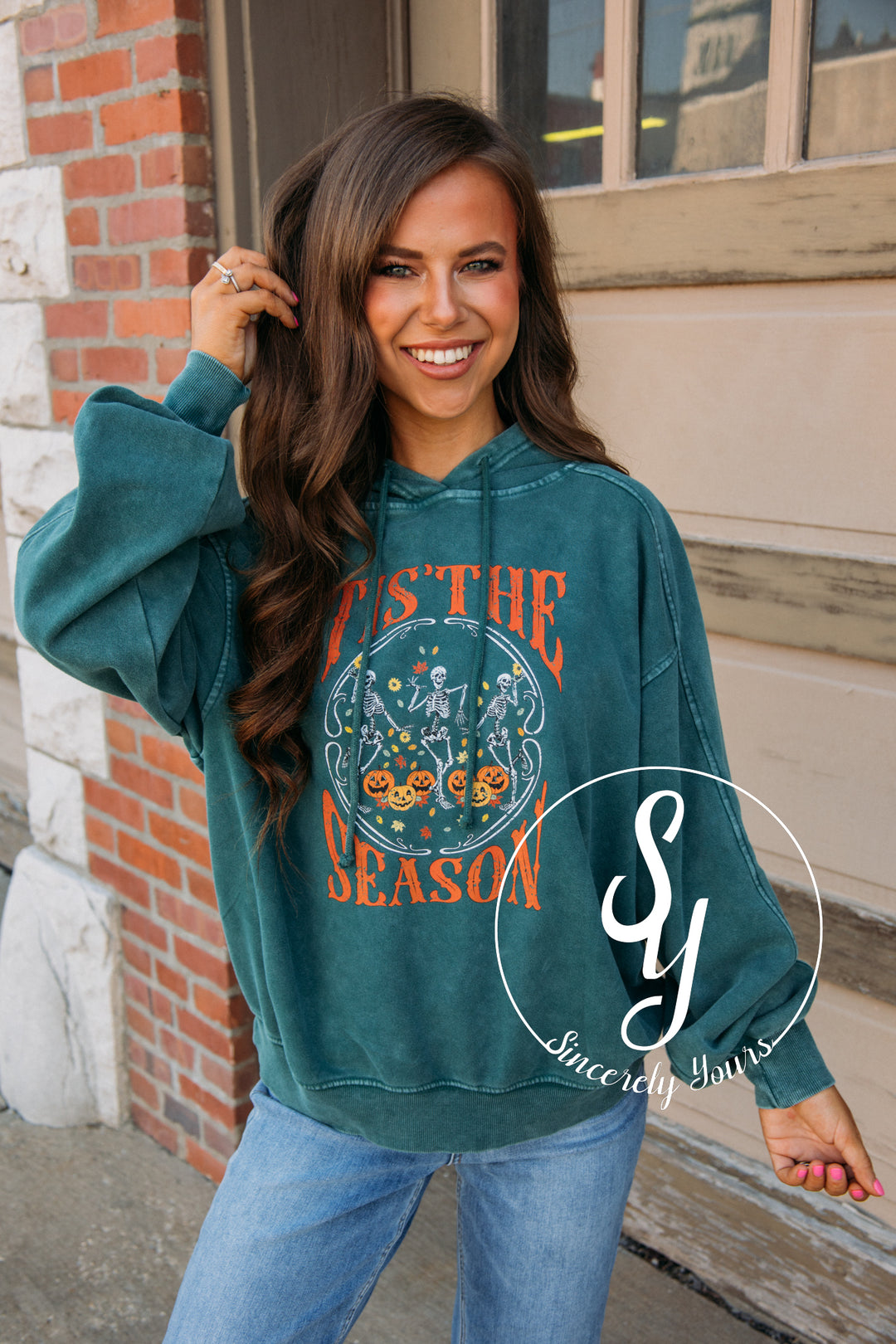 Tis The Season Pumpkin Hoodie - Dark Green