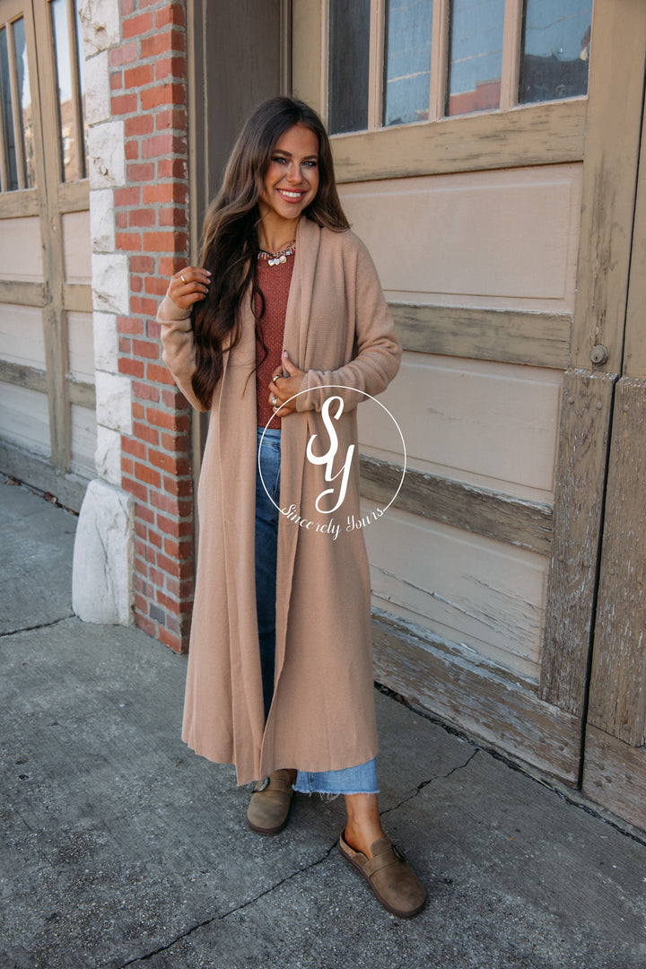 Cozy Up Waffle Knit Cardigan - Camel