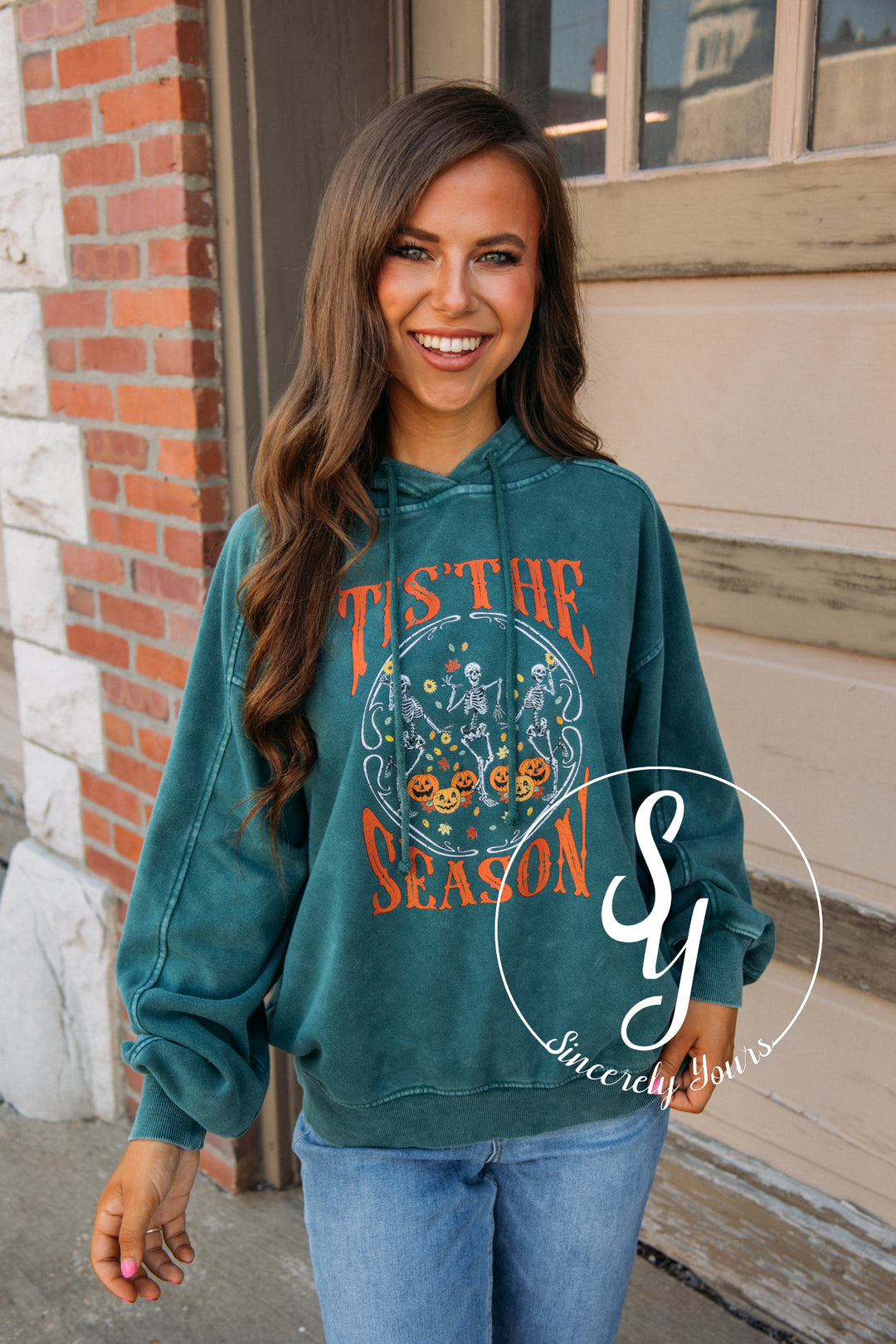 Tis The Season Pumpkin Hoodie - Dark Green