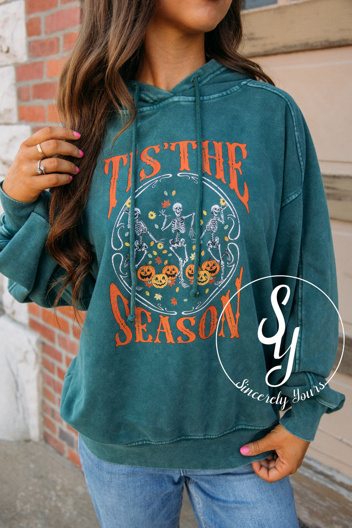 Tis The Season Pumpkin Hoodie - Dark Green