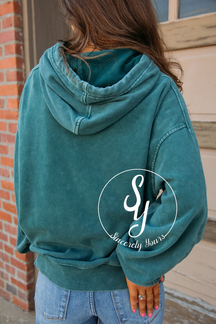 Tis The Season Pumpkin Hoodie - Dark Green