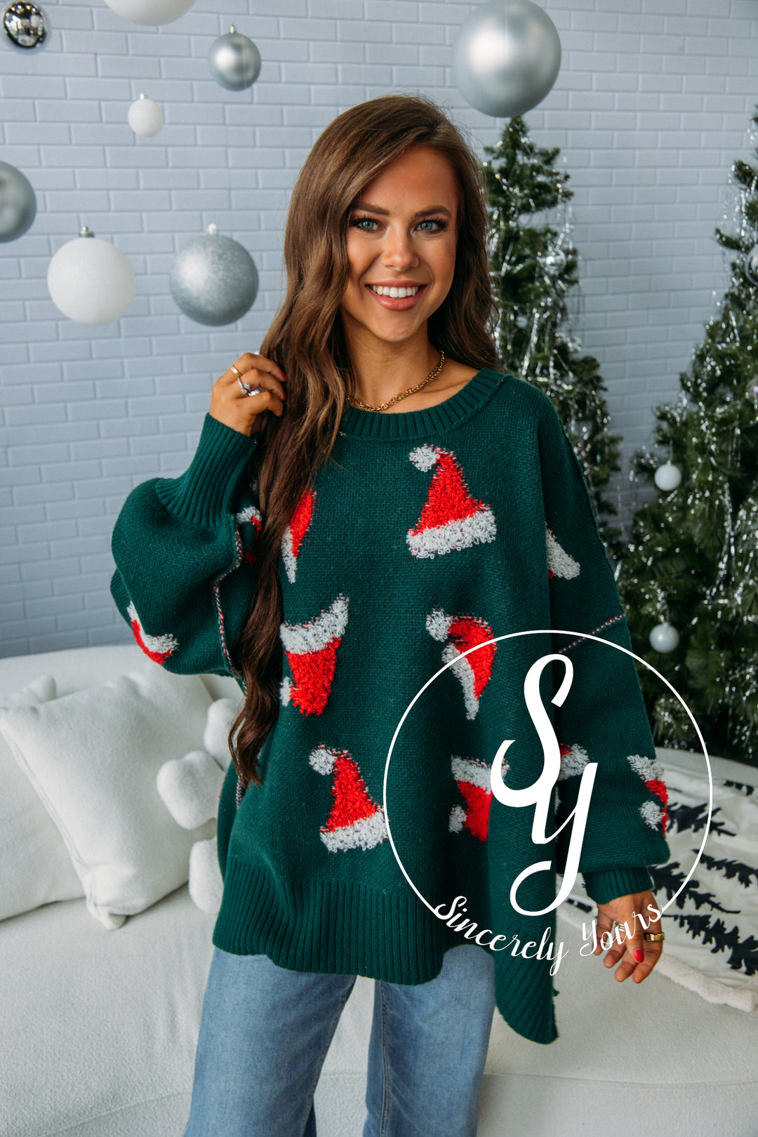 Christmas Hat Sweater - Green