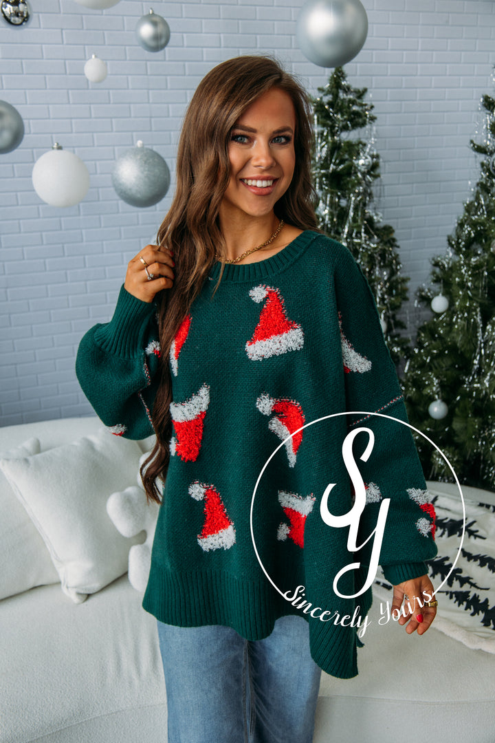 Christmas Hat Sweater - Green