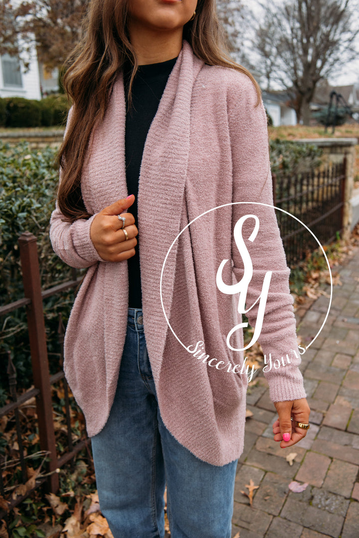 Barefoot Dreams: CozyChic Lite® Circle Cardi -Teaberry