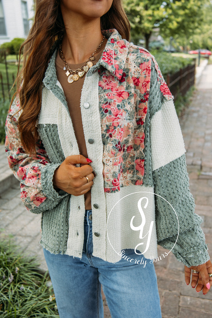 Cup Of Cozy Jacket- Jade/Ivory Multi