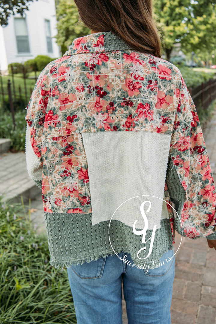 Cup Of Cozy Jacket- Jade/Ivory Multi