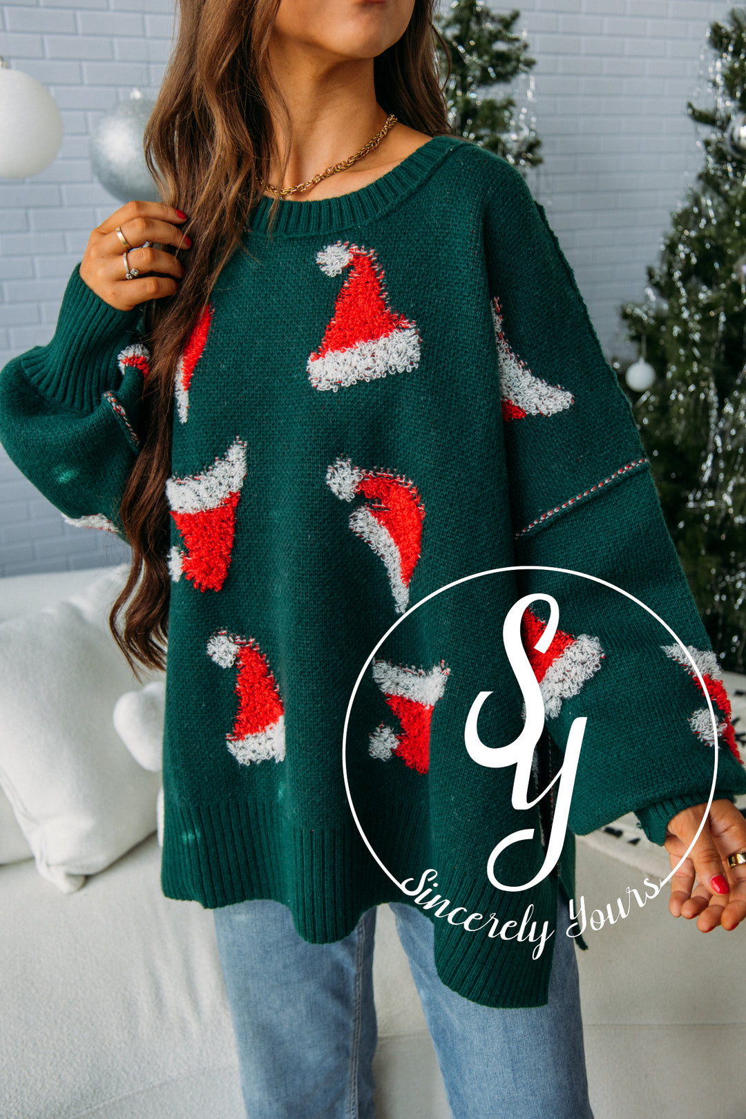 Christmas Hat Sweater - Green