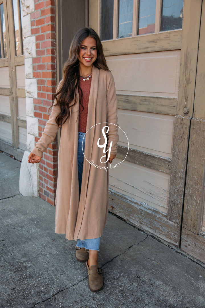 Cozy Up Waffle Knit Cardigan - Camel