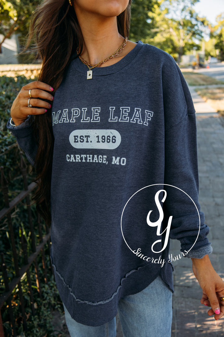 Maple Leaf Scoop Sweatshirt - Navy