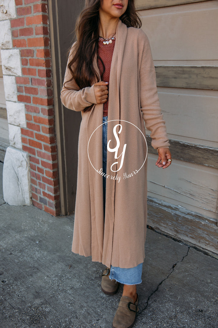 Cozy Up Waffle Knit Cardigan - Camel