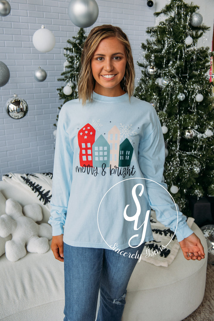 Merry and Bright Longsleeve Tee - Chambray