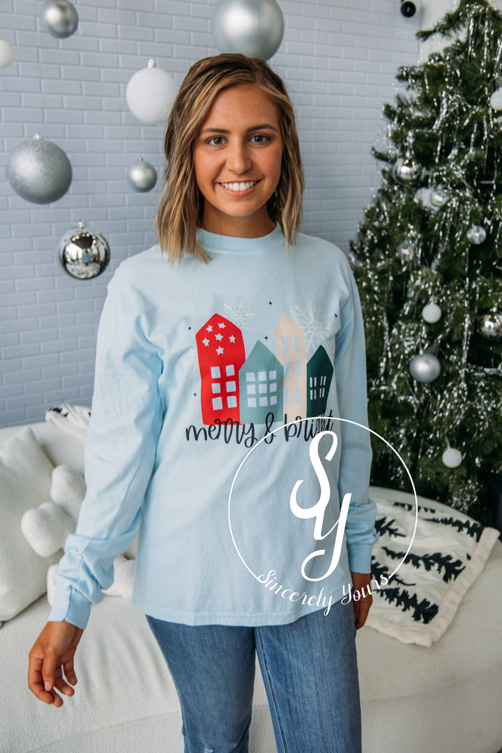 Merry and Bright Longsleeve Tee - Chambray