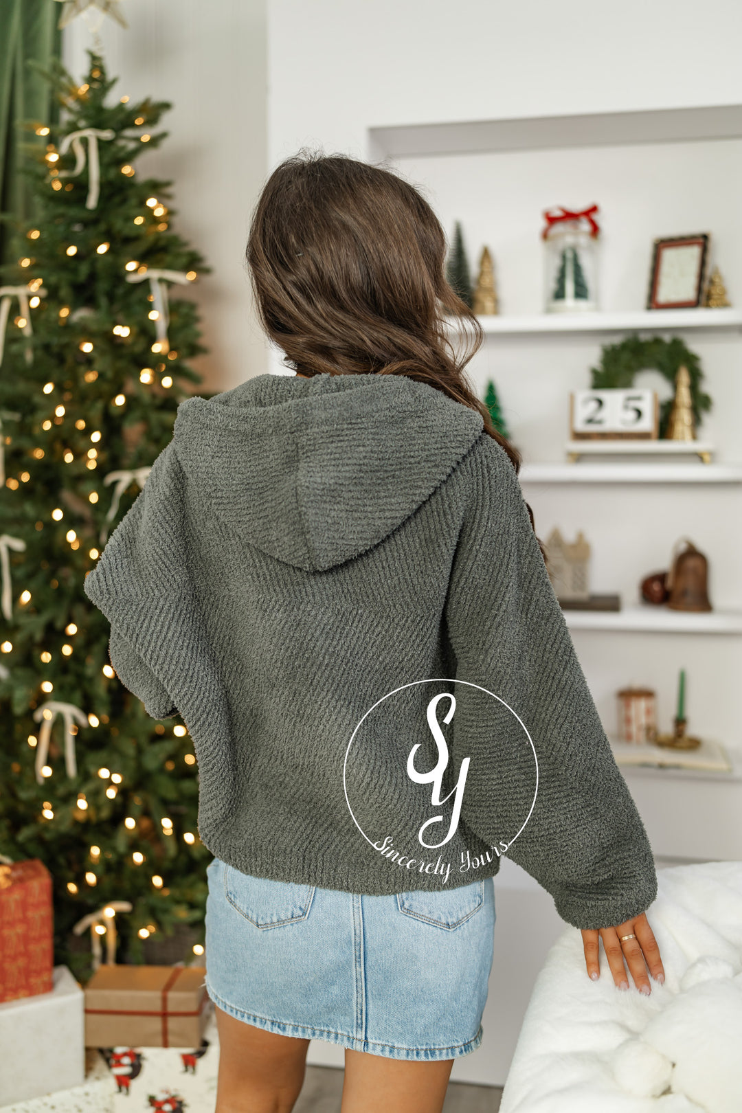 Barefoot Dreams: CozyChic Chevron Rib Cardigan - Olive