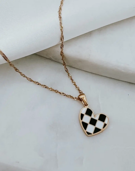 Beljoy: Checkmate Checkerboard Heart Necklace